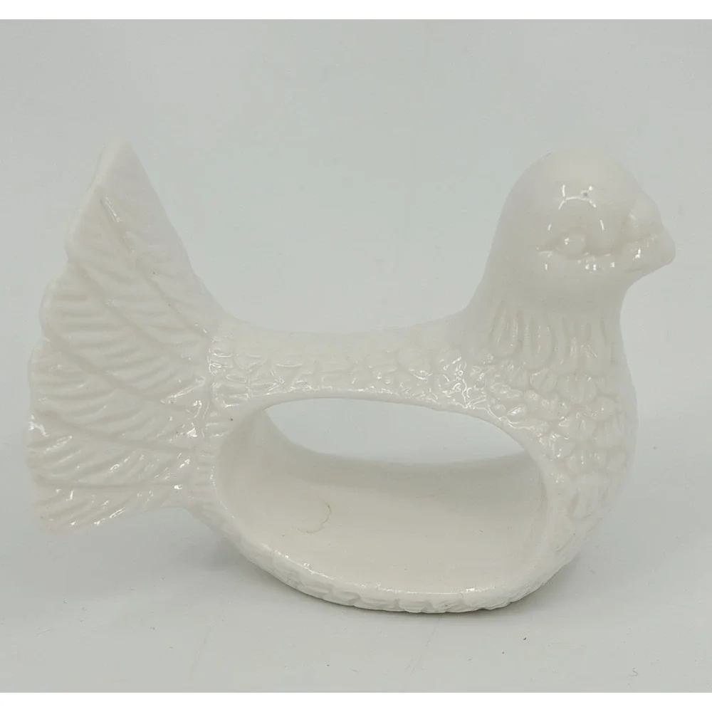 Vintage Shafford Design Dove Napkin Rings Set of 4 White Porcelain
